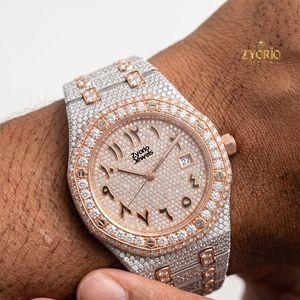 Montre de luxe pour homme en moissanite et diamants, en argent sterling 925, personnalisée, style hip-hop, automatique, mécanique, or rose, deux couleurs - Product Image 1