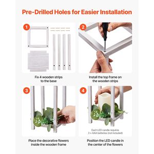 Ensemble de 12 lanternes de mariage (36 pièces) comprenant 12 lanternes en bois porte-bougies, 12 bougies LED sans flamme et 12 lumières de mariage - Product Image 5