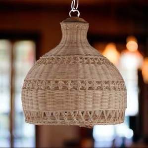 Lustre en bambou tissé de haute qualité Ecowoodies, abat-jour léger pour intérieur et extérieur, lampe artisanale en bambou et rotin, Art Déco, meubles pour la maison - Product Image 1