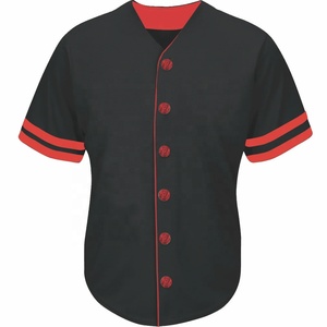 Maillot de baseball unisexe pour adulte, manches courtes, couleur crème unie avec boutons rouges et col en V, coupe classique, polyester, sport - Product Image 4