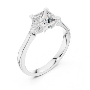 Bague en or jaune 14 carats avec diamant de laboratoire taille princesse et taille trilliant pour femme |   Vêtements de tous les jours |   Nouveau diamant cultivé - Product Image 4