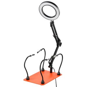 Station de soudage à main libre magnétique avec 4 bras flexibles, outil de troisième main avec lampe loupe LED 3X, antidérapant et robuste B - Product Image 2