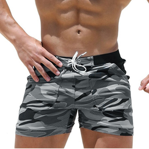 Shorts de baño casuales para hombre, azules a rayas, de secado rápido, con cordón ajustable y bolsillos. - Product Image 4