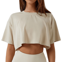 Crop tops en gros pour femmes, coupe ample, personnalisables, marque privée, durables, écologiques, respirants, élégants, manches courtes, 100% coton