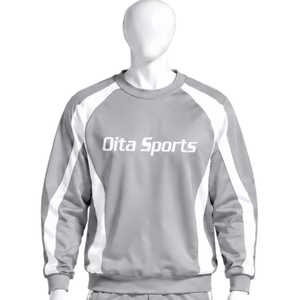 Sweat-shirt athlétique à col rond en tissu argenté pour homme, manches longues, pull contrastant, décontracté, pour l'entraînement, la gym, le sport, personnalisable - Product Image 1