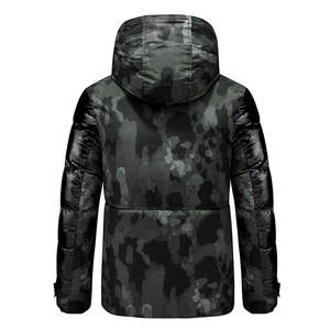 Blouson d'hiver matelassé en toile pour homme, col montant, motif camouflage cœur, géométrique, à carreaux, patchwork, design lettres, personnalisé, vente en gros, OEM - Product Image 3