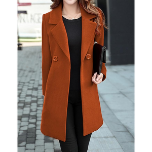 Women's Wool <b>Trench</b> <b>Coat</b> Double Breasted Solid Color Long Sleeve Notched Collar Keep Warm Wool <b>Coats</b> Outerwear - Product Image 2