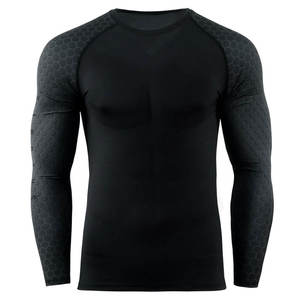 Custom Swim Training Recycled Nylon Rash Guard With UV Resistant Flatlock Seams And Custom Pattern Long Sleeve <b>Compression</b> <b>Shirt</b> - Product Image 1