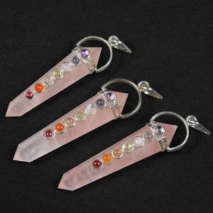 Vente en gros de pierres précieuses naturelles en cristal 7 Chakra Energy à la mode Pyrite avec 7 Chakra Stones Pendentifs pour la guérison de la méditation Orgone - Product Image 6