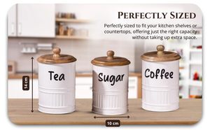 Tin Food <b>Storage</b> <b>Containers</b> with Wooden Lids Tea Sugar Coffee Canisters Airtight <b>Kitchen</b> Jars Minimalist Design - Product Image 6