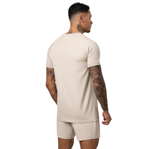 T-shirt de sport personnalisé pour homme, beige, surdimensionné, imprimé, en jersey, respirant, à séchage rapide, pour l'entraînement, la gym, la remise en forme - Product Image 4