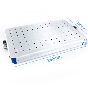 Bandeja de acero inoxidable perforada para instrumentos quirúrgicos con asas laterales 260mm x 160mm, la edición más reciente, caja para instrumentos dentales - Product Image 4