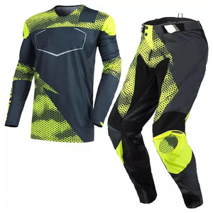 Traje de Motociclismo para Hombre, Conjunto de Jersey y Pantalones de Manga Larga, Estampado por Sublimación en Negro y Verde Lima, Secado Rápido, para Todas las Estaciones - Product Image 1
