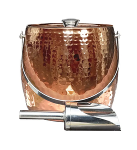 Seau à glace 100% cuivre, bacs à boissons pour champagne, design martelé, cuillère en acier inoxydable et seaux à glace en cuivre - Product Image 1
