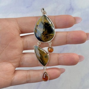 Charme en Kyanite Orange, Argent Sterling 925, Pierre Naturelle, Bijou de Fiançailles Vintage, Certifié par un tiers, Cadeau pour Elle, Rajasthan - Product Image 2