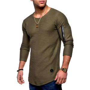 T-shirts décontractés en coton pour hommes, col montant, sergé, logo personnalisé, marque privée, impression personnalisée pour l'extérieur, vente en gros, vêtements OEM ODM - Product Image 5
