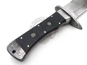 Cuchillo Bowie de Damasco Hecho a Mano de Nueva Marca, Hoja Afilada, Mango de Espiga Completa con Funda, Cuchillo de Caza para Supervivencia al Aire Libre, Afilado como una Navaja - Product Image 3