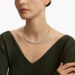Collar de Lujo para Mujer en Oro Amarillo con Diamantes, Corte Brillante Redondo, Engaste en Canal, Joyería para Boda - Product Image 2