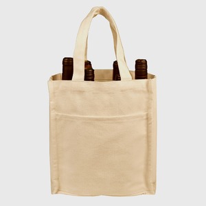 Cotton Canvas Bottle Gift Sleeve Reusable Beverage Tote - Product Image 4