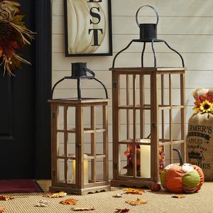 Rustic Wooden Decorative <b>Lantern</b> <b>Set</b> Farmhouse Candle Holder <b>Lanterns</b> for Home Wedding Event Decor - Product Image 2