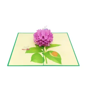 Cartes de vœux 3d faites à la main, hortensias de haute qualité, fabriquées au Vietnam