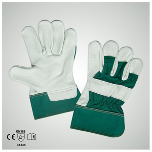 Gants de travail en cuir de vachette pleine fleur, double paume, robustes, durables, flexibles, antidérapants, résistants à la chaleur, avec manchette de sécurité en caoutchouc. - Product Image 3