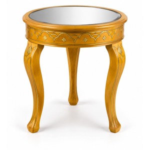 Mesa Auxiliar de Madera de Mango Lac con Espejo, Hecha a Mano, con Acabado Azafrán, Venta al por Mayor en India - Product Image 1