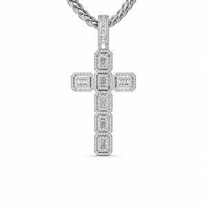 Colgante de Cruz Hindú Religiosa de Plata 925 con Perla de Agua Dulce, Bañado en Rodio, Moissanita de Corte Brillante, Estilo Hip Hop, Unisex, para Boda - Product Image 2