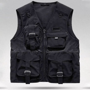 Gilet cargo en toile personnalisé, léger, respirant, sans manches, coupe-vent, sur mesure, style urbain - Product Image 1
