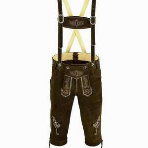 กางเกงหนังสีน้ำตาลเข้มบาวาเรียนระดับพรีเมียมสำหรับผู้ชาย ขนาด EU 46 ถึง 62 - Product Image 1