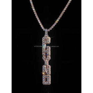 Pendentif Lettre Verticale Personnalisé Psycho en Moissanite VVS, Argent Sterling 925 Rhodié, Bijoux Hip Hop Glacés, Certifié GIA - Product Image 5