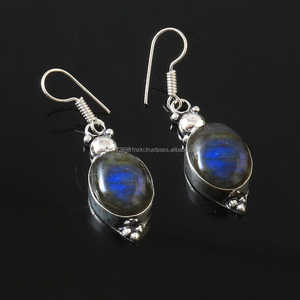 Handmade 925 Solid <b>Silver</b> <b>Earring</b>, Natural Labradorite Gemstone <b>Earring</b>, Boho Handmade Jewelry <b>Earring</b>, Christmas Gifts - Product Image 2