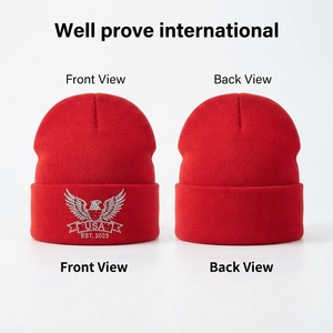 Gorro de Invierno Unisex Ajustable de Primera Calidad, 280 GSM, Acrílico Acanalado, Color Granate Sólido, con Parche de Goma Personalizado con Logotipo - Product Image 2