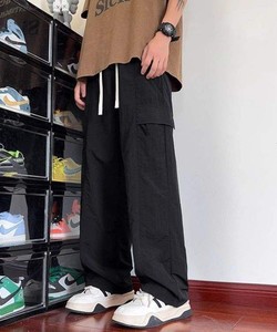 Pantalon cargo décontracté pour homme, taille haute, coupe droite ample, en coton 100% écologique à séchage rapide, idéal pour l'automne - Product Image 3