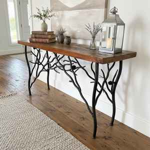 2026 Handmade Iron <b>Study</b> Table with Solid Wood Top Artistic Branch Metal Base Writing <b>Desk</b> Home Office Furniture Living Room - Product Image 3