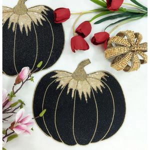 Set de table rond multi-pommes de terre perlées fait main en perles de verre, décoration de table pour Thanksgiving, récolte et automne, design multicolore - Product Image 5
