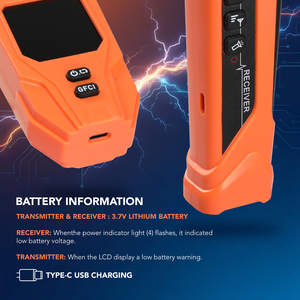 เครื่องค้นหาเบรกเกอร์วงจรดิจิตอลพร้อมเครื่องทดสอบ GFCI และระบบตรวจจับ NCV เครื่องติดตามวงจรไฟฟ้า ความแม่นยำสูง จอแสดงผลสี - Product Image 6