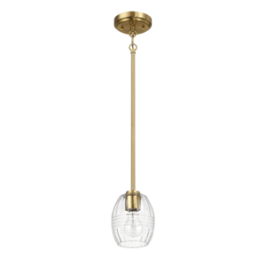 Lampadario a sospensione singola Vista con catena, in vetro trasparente e ottone satinato - Product Image 1