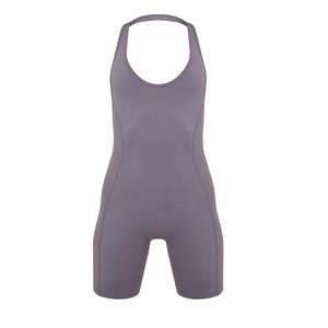 Precio al por Mayor RTS, Body Deportivo sin Costuras para Mujer, Cuello Profundo, Color Sólido, Corto, Mono para Yoga y Ejercicio, Spandex Poliéster AS-YJ-503 - Product Image 1