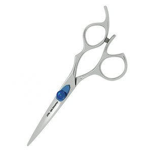 Tijeras Profesionales de Acero Inoxidable para Cortar y Peinar el Cabello en Color Plateado con Tornillo de Ajuste Azul, Tijeras de Peluquero Afiladas - Product Image 4