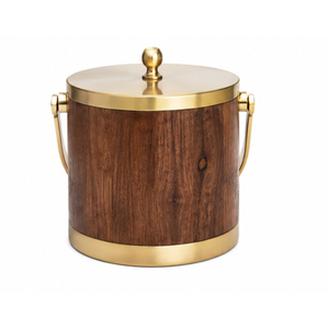 Seau à glace en bois écologique avec logo personnalisé, double paroi en acier inoxydable, refroidisseur à vin et champagne haut de gamme, et accessoires de bar - Product Image 2