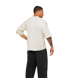 Mens Oversized Gym T Shirt Breathable Performance Athletic Workout Tee Loose Fit Training Fitness Shirt <b>Cream</b> White - Product Image 3