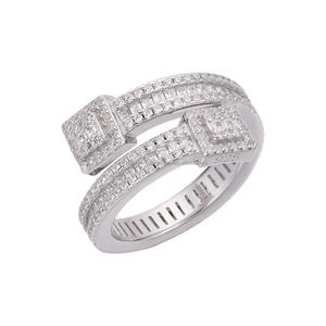 Anillo Abierto de Lujo de Plata 925 con Diamantes Cultivados en Laboratorio, Estilo Iced, Joyería de Moda para Compradores Mayoristas - Product Image 1