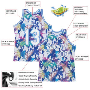 Débardeur de basketball personnalisé à imprimé palmier tropical, respirant, sans manches, sublimation, vêtements de sport, hauts décontractés - Product Image 2