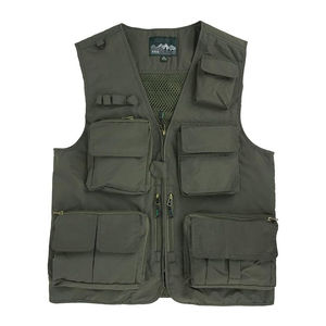 Gilet de chasse sans manches pour homme, couleur unie, multi-poches, respirant, vêtements d'extérieur, tissu polyester Oxford, saison printemps - Product Image 1