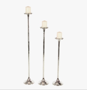 Silver Metal Handmade Eco-Friendly Pillar <b>Candle</b> <b>Holder</b> Set <b>Tall</b> Slim Candlestick Stands Modern Table Centerpiece Home Decor - Product Image 2