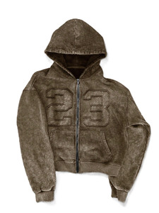 Sweat-shirts personnalisés à impression graphique 3 chiffres, marque privée, vente en gros, coupe oversize, vintage, zippés, décontractés, 400 GSM, en molleton bouclette, streetwear, OEM - Product Image 2
