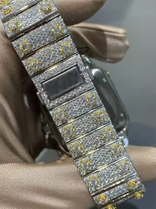 Montre de Luxe Moissanite Diamantée pour Homme, Style Hip Hop Entièrement Sertie, Quartz Analogique, Haute Brillance, Montre Tendance - Product Image 4