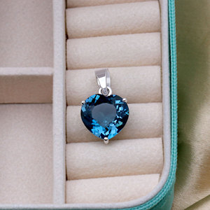 Colgante de Corazón de Topacio Azul de Londres Natural de Plata de Ley 925 al por Mayor para Mujer, Colgante de Gema Solitaria, Joyería Fina, Regalo - Product Image 6