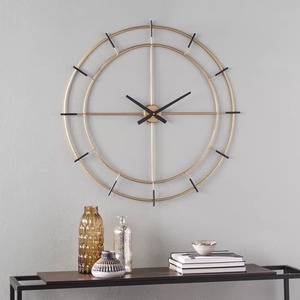 Horloge murale design à mouvement mécanique, horloge sonnante, décoration de bureau moderne, horloge murale en métal noir - Product Image 3